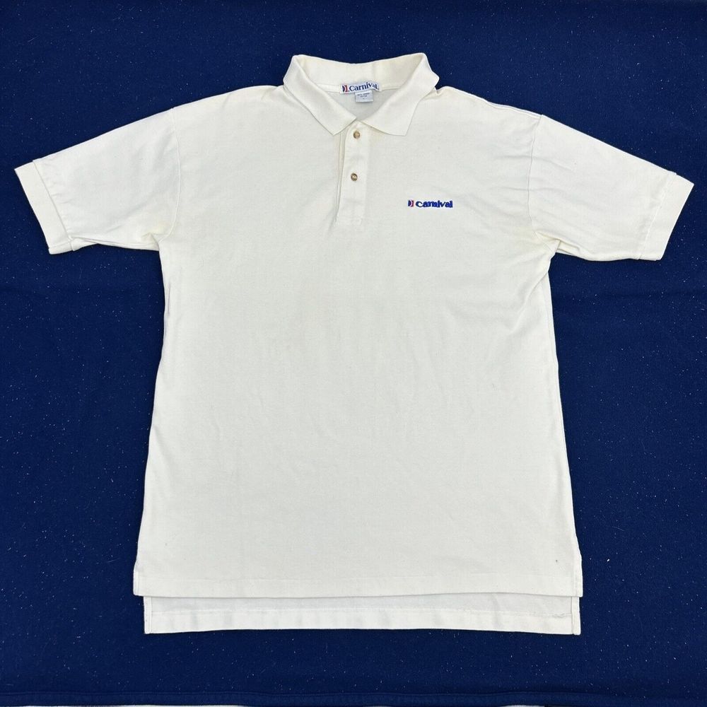 Carnival Shirt Mens L White Cruise‎ Short Sleeve Polo
